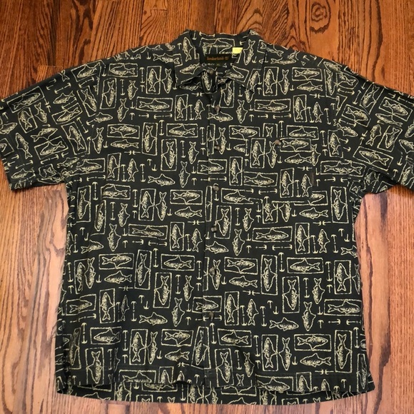 Timberland XL button up fish & hook print green - Picture 3 of 10